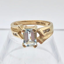 Load image into Gallery viewer, Natural Aquamarine & Diamond Solid 10Kt Yellow Gold Art Deco Ring Size 6 9982G - PremiumBead Alternate Image 2