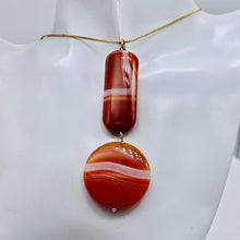 Load image into Gallery viewer, Sardonyx 14K Gold Filled Dangle Pendant | 2 1/4" Long | Orange/White | 1 Pendant