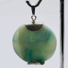 Load image into Gallery viewer, Wavy Hemimorphite Sterling Silver Disc Dangle Pendant 1 3/4" Long | Aqua/Green |