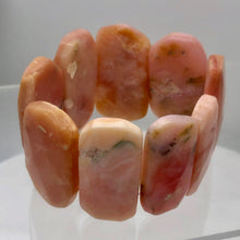 Load image into Gallery viewer, Peruvian Opal Stretchy Rectangular Nine Stone Bracelet | 6-7 Inch | Pink|