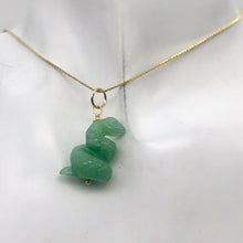 Load image into Gallery viewer, Sssslither! Carved Aventurine Snake 22K Vermeil Gold Pendant 509278AVG