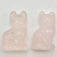 Load image into Gallery viewer, Adorable! 2 Rose Quartz Sitting Carved Cat Beads | 21x14x10mm | Pink - PremiumBead Primary Image 1