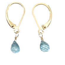 Load image into Gallery viewer, Faceted 6x4mm Blue Zircon 14Kgf Drop Earrings | 1" long | Blue |