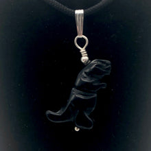 Load image into Gallery viewer, Black Obsidian T- Rex Pendant Necklace|Semi Precious Jewelry| Silver Pendant | - PremiumBead Alternate Image 3