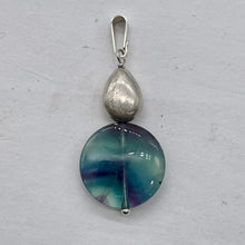 Load image into Gallery viewer, Fluorite Sterling Silver Striped Coin | 1 3/4" Long | Blue/Purple | 1 Pendant |