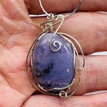 Load image into Gallery viewer, Lavender Agate Sterling Silver Wire-wrap Oval Pendant | 2 3/4" Long | Purple |