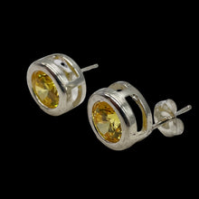 Load image into Gallery viewer, November 7mm Lab Created Citrine & Sterling Silver Earrings
