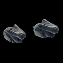 Load image into Gallery viewer, Hoppity 2 Hand Carved Hematite Bunny Rabbit Beads | 21x11.5x9mm | Graphite