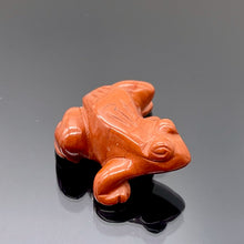 Load image into Gallery viewer, Stone Charming Carved Brecciated Jasper Frog Figurine | 22x12.5x9mm | Red