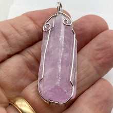Load image into Gallery viewer, Kunzite Sterling Silver Wire-Wrap Lavender Crystal Pendant | 2 1/2 Inch Long |