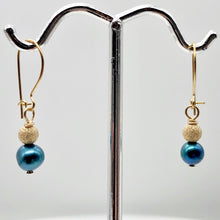 Load image into Gallery viewer, Sparkling Blue Freshwater Pearl and 14K Gf Drop/Dangle Earrings | 1 inch | - PremiumBead Alternate Image 4