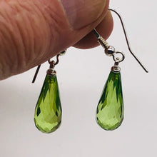 Load image into Gallery viewer, Amber Faceted Sterling Silver Earrings | 2 1/4" Long | Green | 1 Pair |
