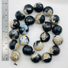 Load image into Gallery viewer, Agate Faceted Statement Strand Round | 18mm | Black/White/Brown | 22 Beads |
