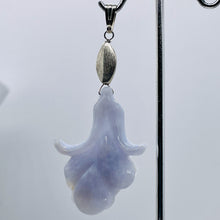 Load image into Gallery viewer, Chalcedony Sterling Silver Druzy Crystal Flower Pendant | 2 1/2" Long | Blue |