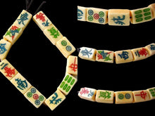Load image into Gallery viewer, Rare Scrimshawed Mahjong 12 Tiles Waterbuffalo Bone Bead Set 104841C