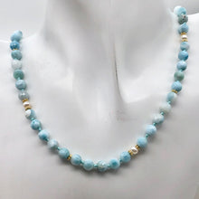 Load image into Gallery viewer, Larimar and Pearl 19 inch Designer Necklace | 19" | Blue White Gold | Necklace