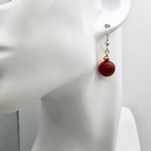 Load image into Gallery viewer, Red Sponge Coral 11mm Round Drop/Dangle Earrings | 1 3/8" Long | Red | 1 Pair |