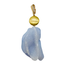 Load image into Gallery viewer, Chalcedony 14K Gold Filled Druzy Crystal Flower Pendant | 2 1/2" Long | Blue |