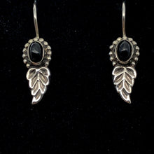 Load image into Gallery viewer, Spiraling Onyx Sterling Silver Earrings! | 1 1/2 Inch Long |