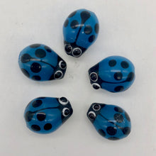 Load image into Gallery viewer, Hand Made Glass Lampwork Lady Bug Beads | 14x10mm | Blue | Oval | 5 Beads | - PremiumBead Primary Image 1