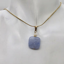 Load image into Gallery viewer, Blue Chalcedony 14K Gold Filled Drop Pendant | 1 1/4" Long |