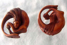 Load image into Gallery viewer, Hand Carved Boxwood Mermaid in A Circle Ojime/Netsuke Bead - PremiumBead Alternate Image 2