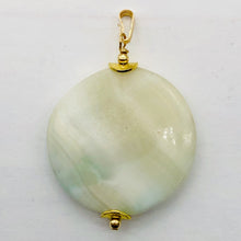 Load image into Gallery viewer, Hemimorphite14K Gold Filled Disc Dangle Pendant | 1 3/4" Long | Lemony Blue |