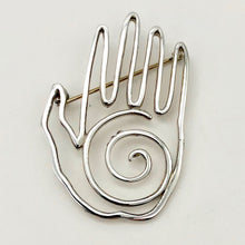 Load image into Gallery viewer, Fancy! One 8 Gram Sterling Silver Hand Lapel Pin Brooch | 1 1/4 x 2 3/4 inch |