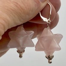 Load image into Gallery viewer, Rose Quartz Sterling Silver Merkaba Star | 1.75" Long | Pink | 1 Earrings