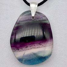 Load image into Gallery viewer, Fluorite Freeform Sterling Silver Pendant Dramatic| 1 3/4" | Purple/Teal |Oval | - PremiumBead Primary Image 1