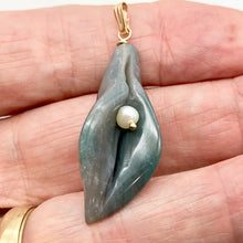 Load image into Gallery viewer, Fancy Jasper Calla Lily 14K Gold Filled Pendant | 1 3/4" Long | Green |