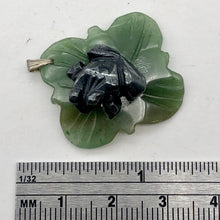 Load image into Gallery viewer, Ribbit Hematite Frog On Aventurine Lily pad Pendant | 28x28.5x11mm | Silver black