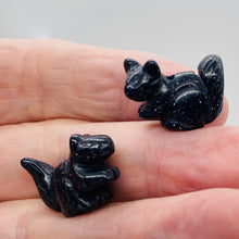Load image into Gallery viewer, Just Nuts 2 Blue Goldstone Squirrel Animal Beads | 22x15x10mm | Blue Black