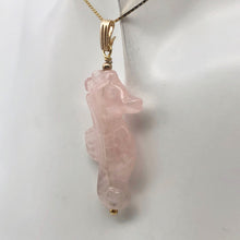 Load image into Gallery viewer, Rose Quartz Hand Carved Seahorse w/14K Gold Filled Findings Pendant 509244RQS - PremiumBead Alternate Image 2
