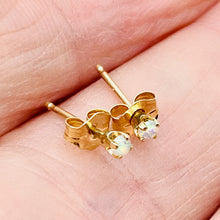 Load image into Gallery viewer, Opal 14K Gold 2mm Round Stud Earrings | 2mm | Blue Orange Fire | 1 Pair |