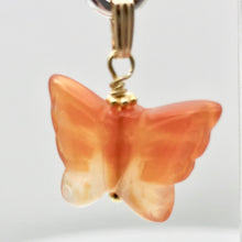 Load image into Gallery viewer, Carnelian Agate Butterfly Pendant Necklace | Semi Precious Stone |14k gf Pendant - PremiumBead Alternate Image 5
