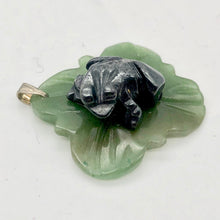 Load image into Gallery viewer, Ribbit Hematite Frog On Aventurine Lily pad Pendant | 28x28.5x11mm | Silver black