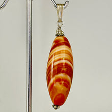 Load image into Gallery viewer, Sardonyx Sterling Silver Briolette Pendant | 2 1/4" Long | Orange/White | 1 |