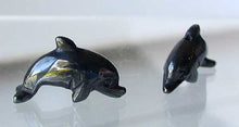 Load image into Gallery viewer, Unique 2 Carved Hematite Jumping Dolphin Beads | 25x11x8mm | Silver black - PremiumBead Primary Image 1