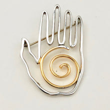 Load image into Gallery viewer, Fancy! One 8 Gram Sterling Silver and Gold Hand Lapel Pin | 1 1/4 x 2 3/4 inch |