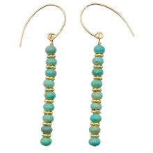 Load image into Gallery viewer, Unique Natural USA Green Turquoise 14K Gold Filled Earrings | 2" Long |