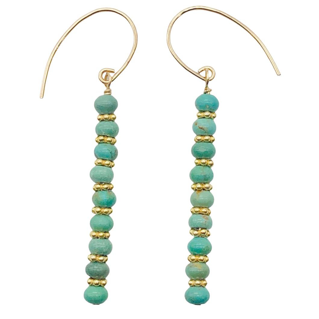 Unique Natural USA Green Turquoise 14K Gold Filled Earrings | 2