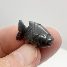 Load image into Gallery viewer, Carved Hematite Fish Figurine Worry Stone | 23x11x5mm | Silver Black - PremiumBead Alternate Image 2