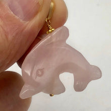 Load image into Gallery viewer, Rose Quartz Carved Dolphin 14K Gold Filled Pendant | 1.5 Inch | Pink |