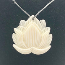 Load image into Gallery viewer, Water Buffalo Bone Lotus Flower Pendant Bead | 25.5x26x4.5mm | White | 10843 | 25.5x26x4.5mm | Cream - PremiumBead Alternate Image 5