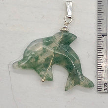 Load image into Gallery viewer, Moss Agate Dolphin Sterling Silver Pendant | 1 1/2" Long | Green | 1 Pendant |