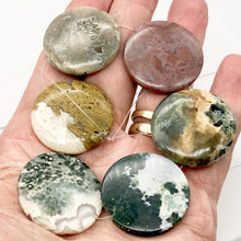 Load image into Gallery viewer, White Gray Green Gold Ocean Jasper Pendant Bead Strand| 36mm | 12 beads |