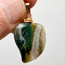 Load image into Gallery viewer, Ocean Jasper Carved Autumn Leaf Bead 14K Gold Filled Pendant | 1 3/4" Long |