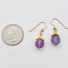 Load image into Gallery viewer, Royal Natural Amethyst 22K Gold Over Solid Sterling Earrings 310453A1x - PremiumBead Alternate Image 4