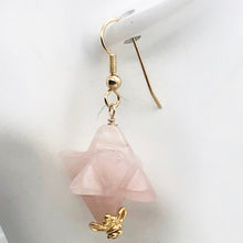 Load image into Gallery viewer, Rose Quartz 14K Gold Filled Merkaba Star | 1.75" Long | Pink | 1 Earrings